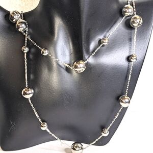 NWT Coldwater Creek Silver Tone‎ Beaded Necklace with Rhinestone Accents
